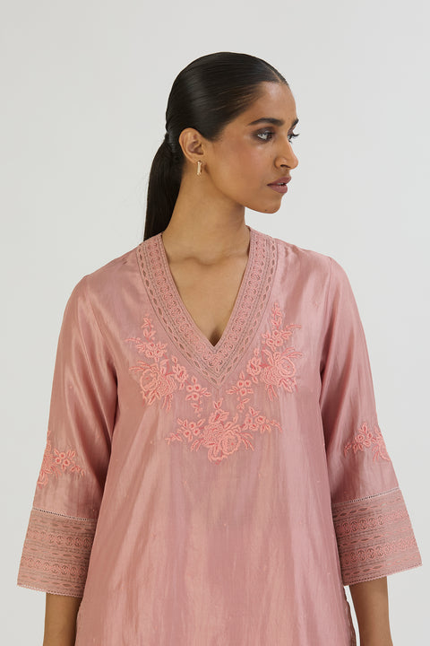 Aastha Kurta and Pant-Salmon Pink