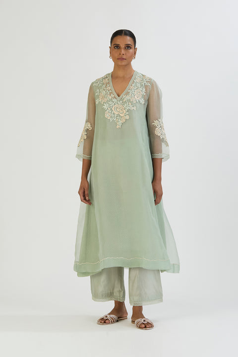 Janki Kurta and Pant-Sage Blue