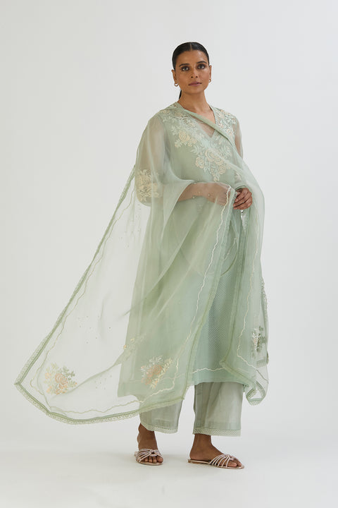Janki Kurta and Pant-Sage Blue