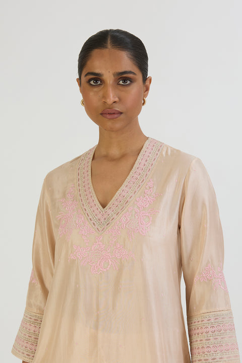 Pallavi Kurta and Pant-Light Pink