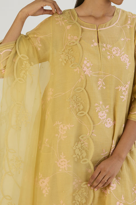 Bela Kurta and Pant-Lime Yellow