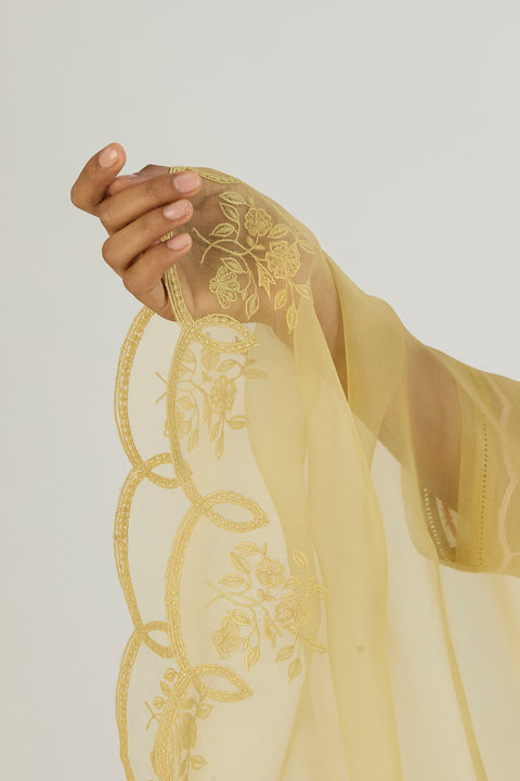 Urvi Dupatta-Lime Yellow
