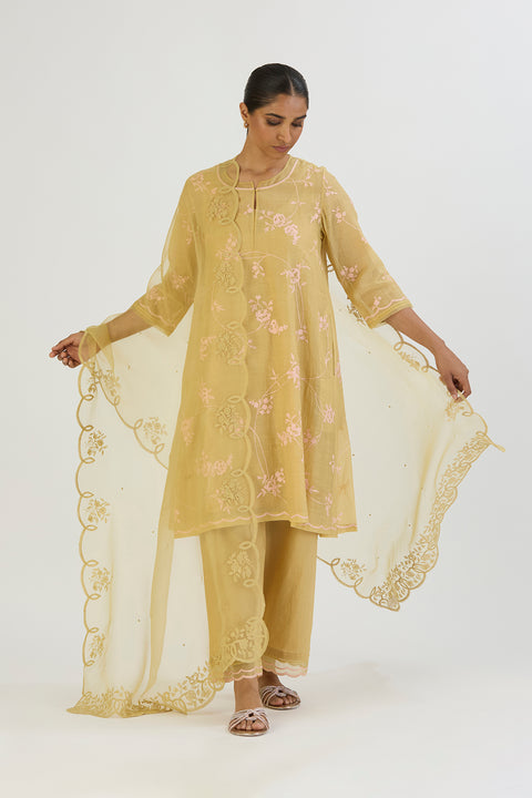 Bela Kurta and Pant-Lime Yellow