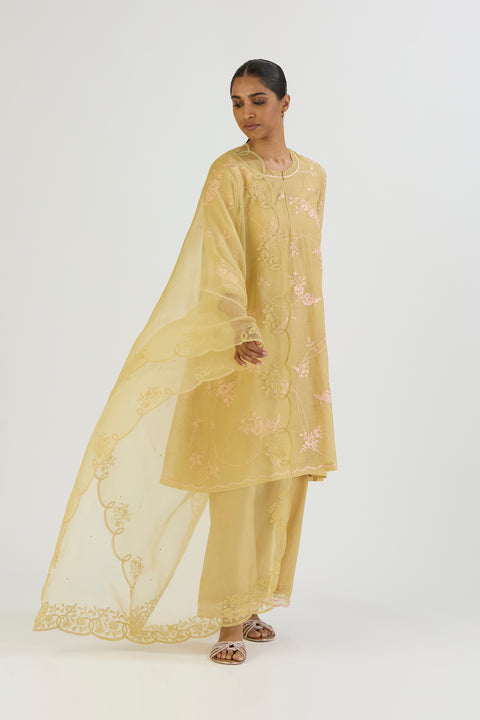 Urvi Dupatta-Lime Yellow