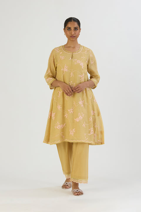 Bela Kurta and Pant-Lime Yellow