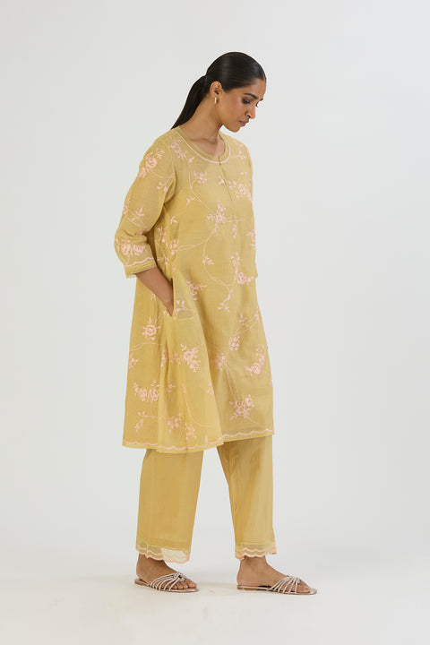 Bela Kurta and Pant-Lime Yellow