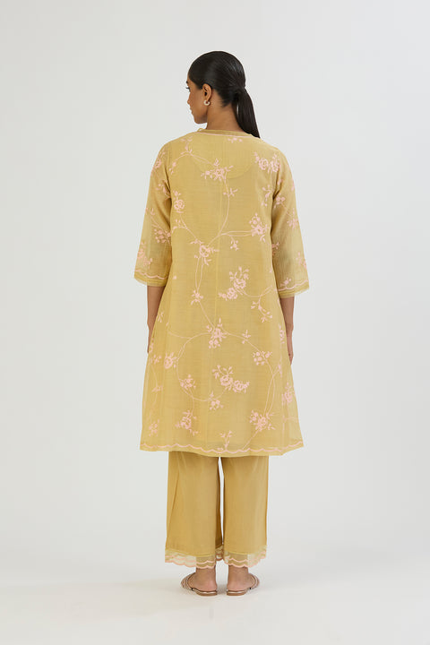 Bela Kurta and Pant-Lime Yellow