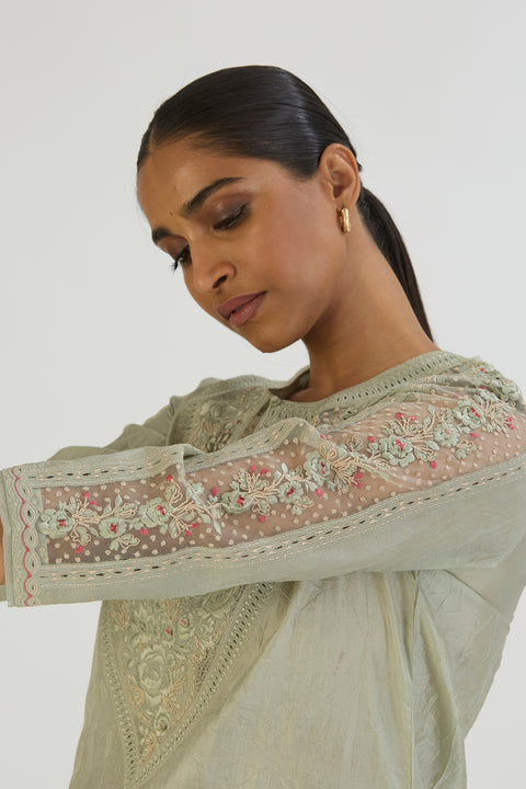 Inaayat Kurta and Pant-Sage Blue