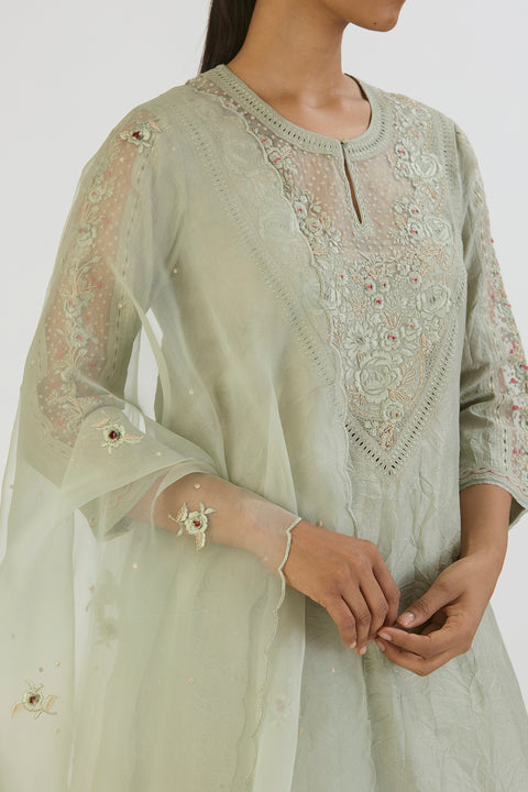 Inaayat Kurta and Pant-Sage Blue