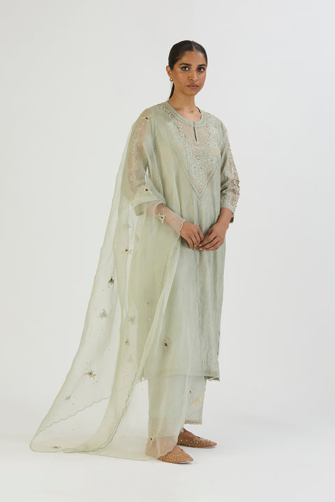 Inaayat Kurta and Pant-Sage Blue