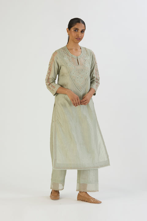 Inaayat Kurta and Pant-Sage Blue