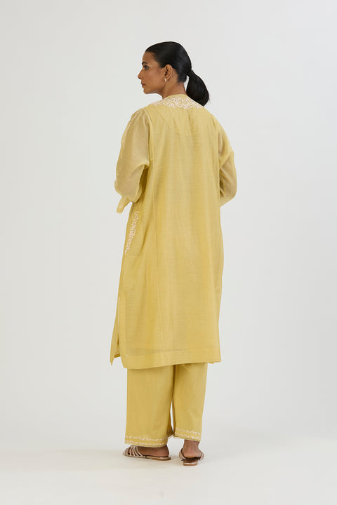 Kirat Kurta and Pant-Lime Yellow