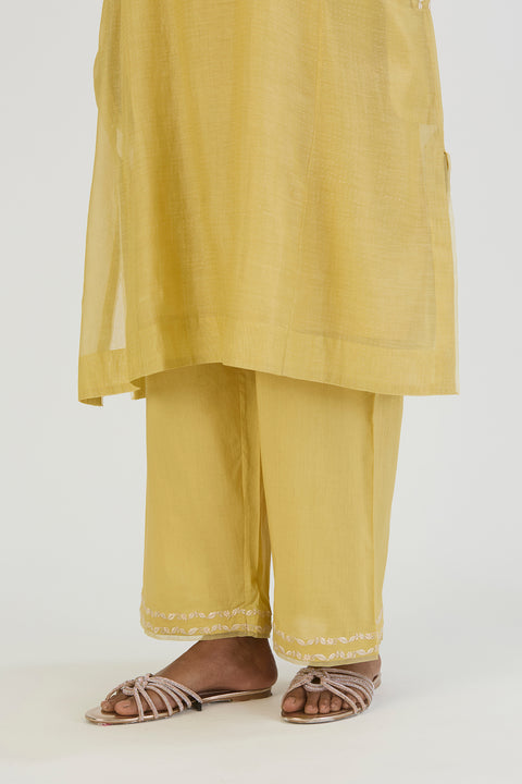 Kirat Kurta and Pant-Lime Yellow