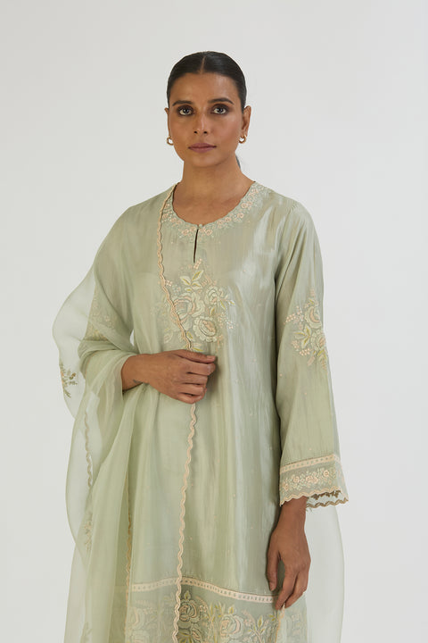 Richa Kurta and Pant-Sage Blue