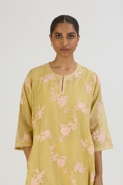 Uditi Kurta and Pant-Lime Yellow