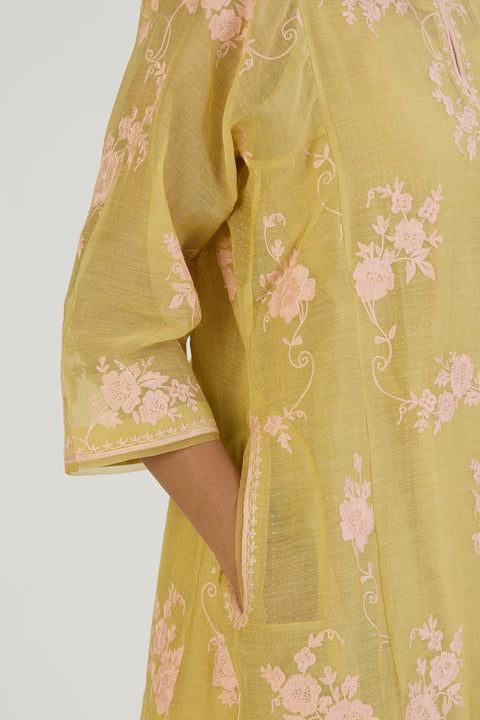 Uditi Kurta and Pant-Lime Yellow