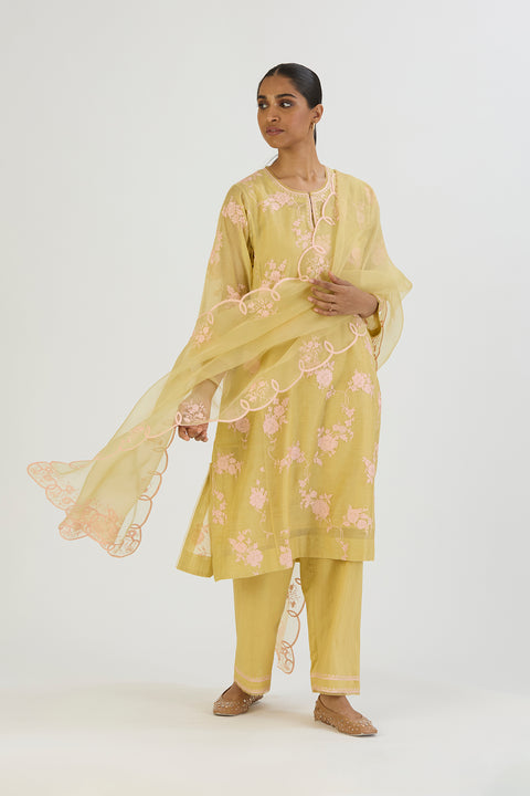 Uditi Kurta and Pant-Lime Yellow