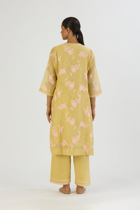Uditi Kurta and Pant-Lime Yellow