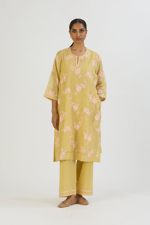 Uditi Kurta and Pant-Lime Yellow