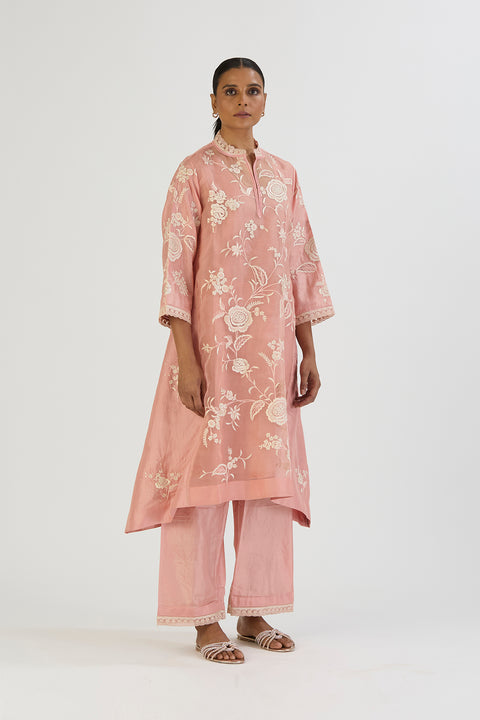 Tara Kurta and Pant-Salmon Pink