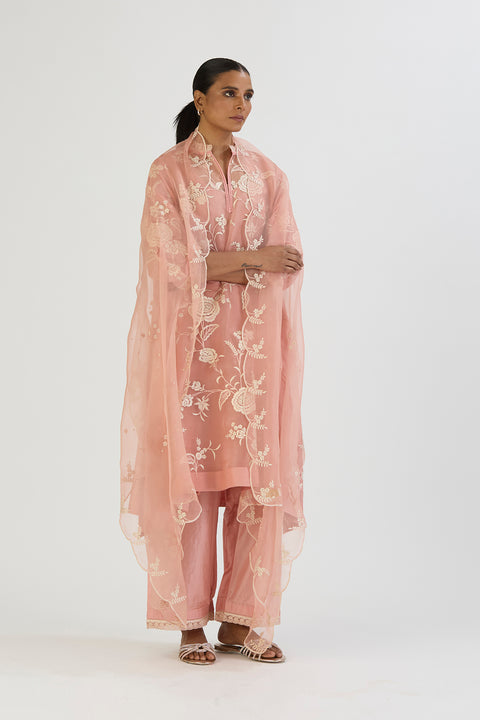 Tara Kurta and Pant-Salmon Pink