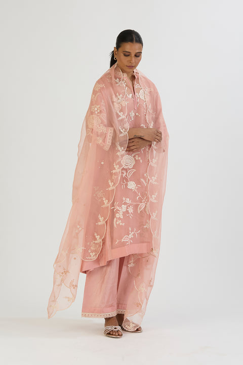 Saral Dupatta-Salmon Pink