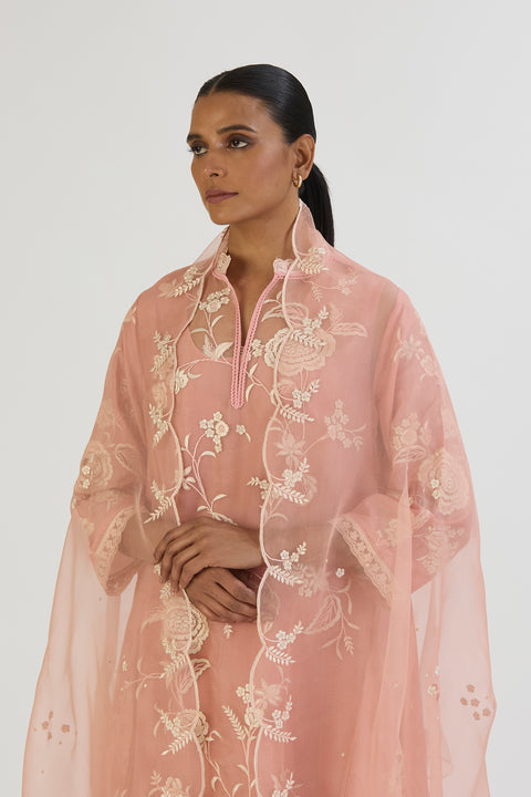 Saral Dupatta-Salmon Pink