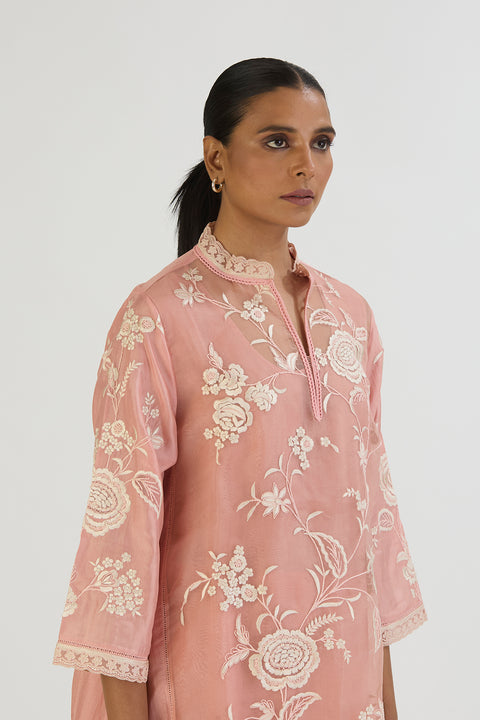 Tara Kurta and Pant-Salmon Pink