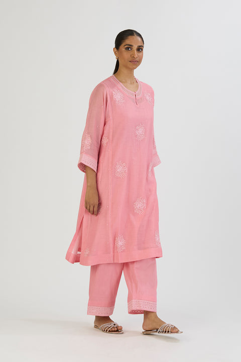 Aadhya Kurta and Pant-Bright Pink