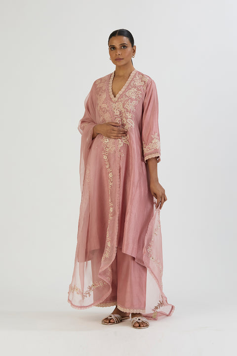 Dhara Kurta and Pant-Salmon Pink