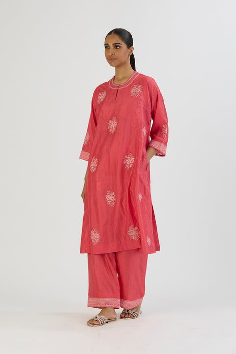 Aadhya Kurta and Pant-Dark Pink