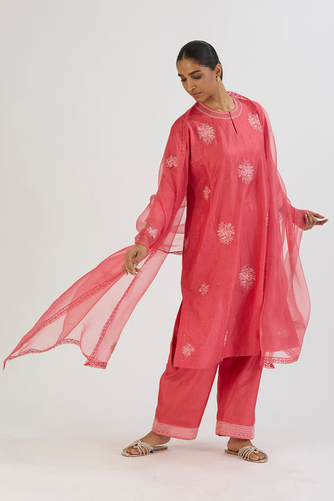 Aadhya Kurta and Pant-Dark Pink