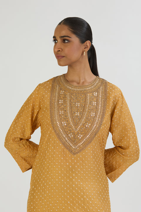 Zahra Kurta and Pant-Yellow Bandhani