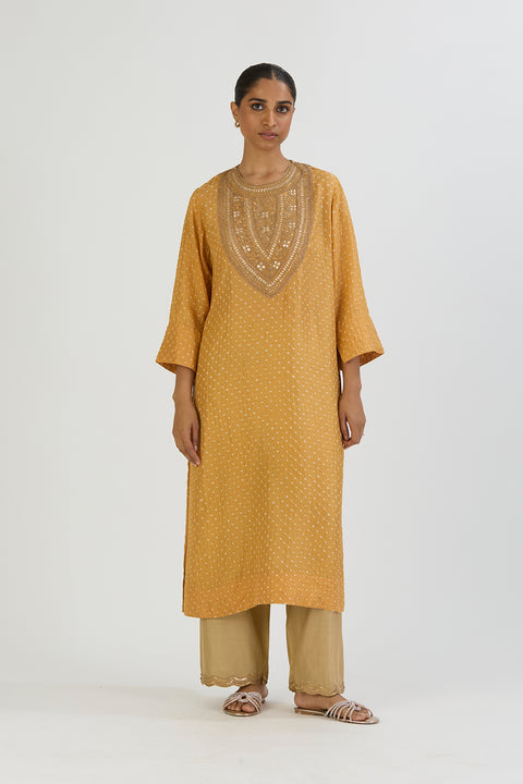 Zahra Kurta and Pant-Yellow Bandhani