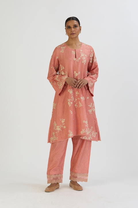 Diti Kurta and Pant-Salmon Pink