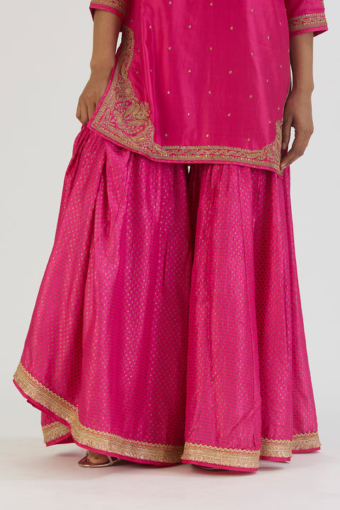 Sajal Kurta and Sharara-Fuschia