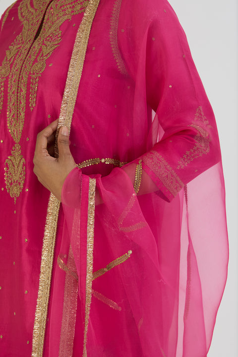Lehr Dupatta-Fuschia