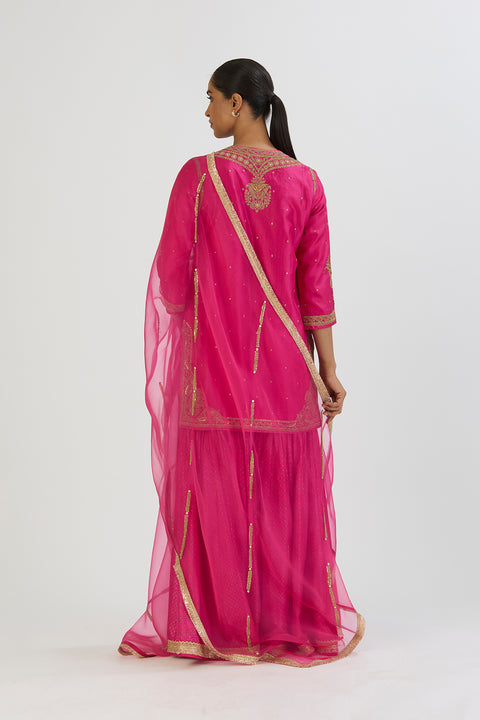 Lehr Dupatta-Fuschia