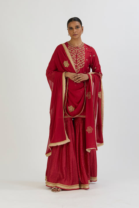 Urmi Kurta and Sharara-Red