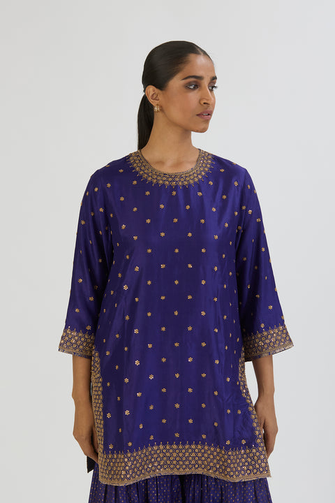 Alam Kurta and Sharara-Dark Blue