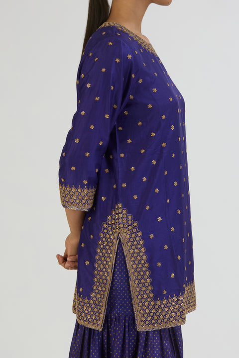 Alam Kurta and Sharara-Dark Blue