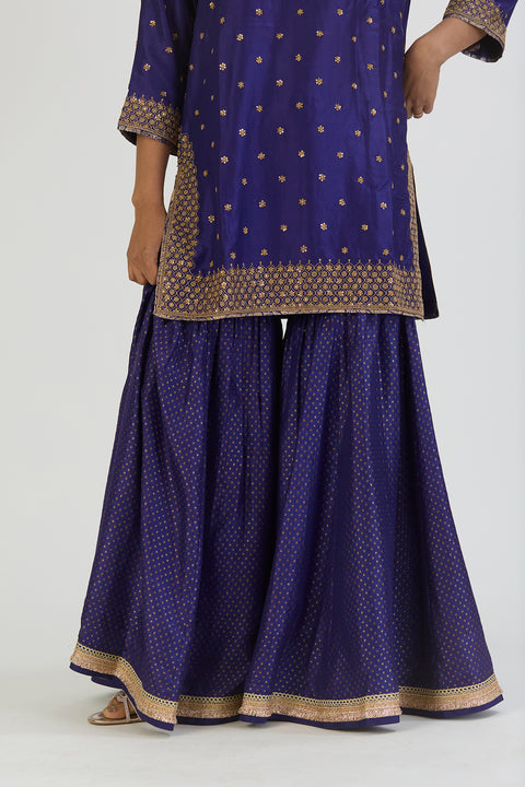 Alam Kurta and Sharara-Dark Blue