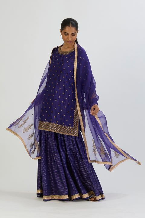 Alam Kurta and Sharara-Dark Blue