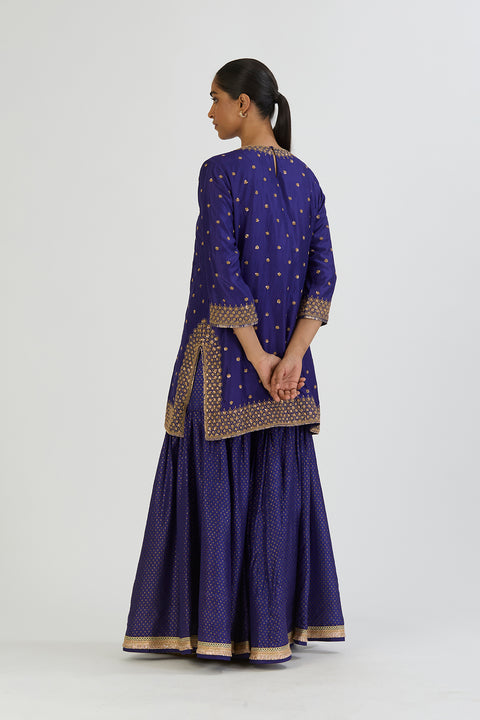 Alam Kurta and Sharara-Dark Blue