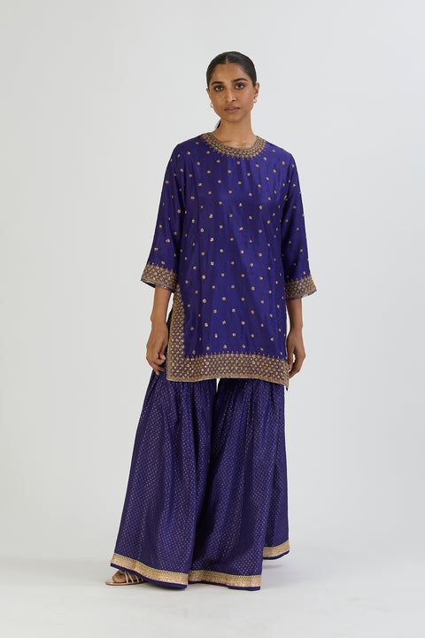 Alam Kurta and Sharara-Dark Blue