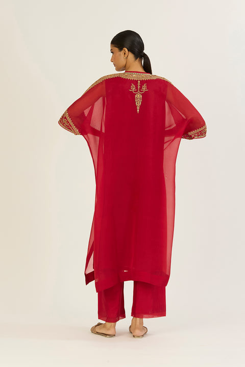 Ayra Kaftan and Pant-Red