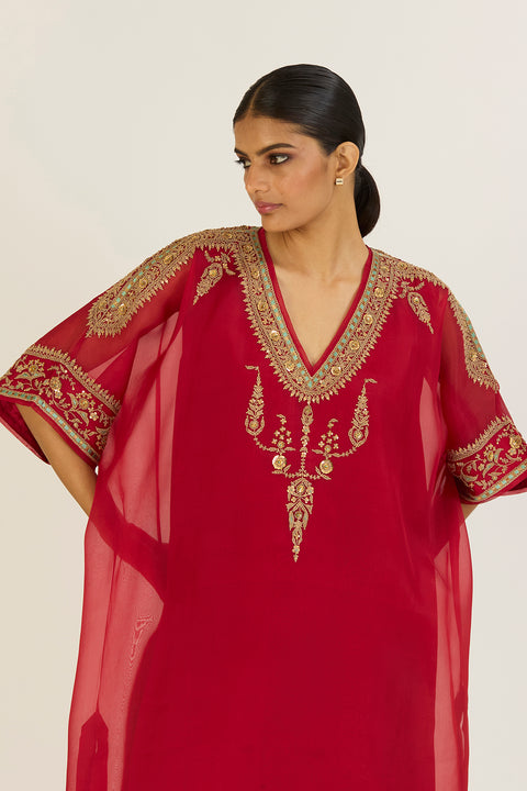 Ayra Kaftan and Pant-Red