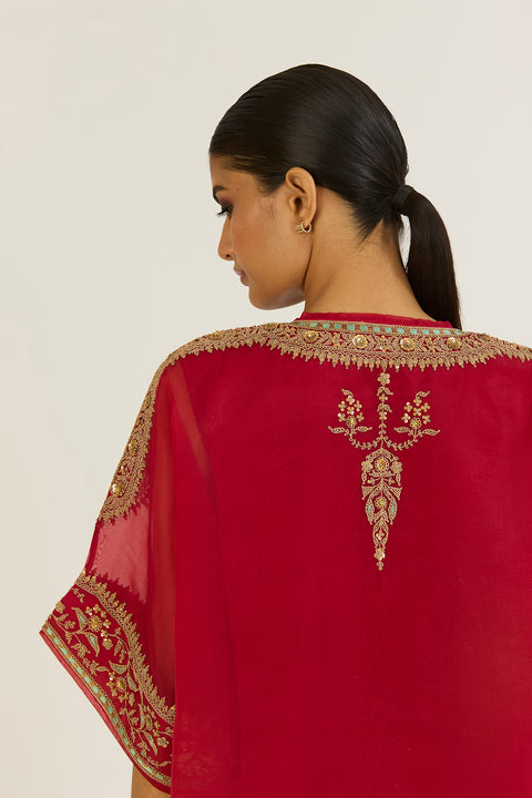 Ayra Kaftan and Pant-Red
