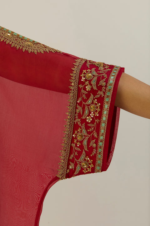 Ayra Kaftan and Pant-Red