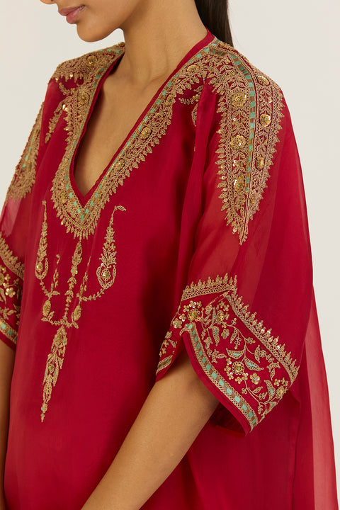 Ayra Kaftan and Pant-Red